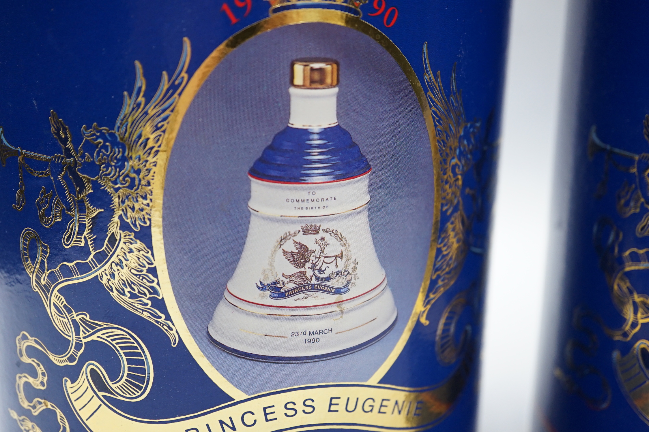 Four Royal themed Bell's whisky bottles
